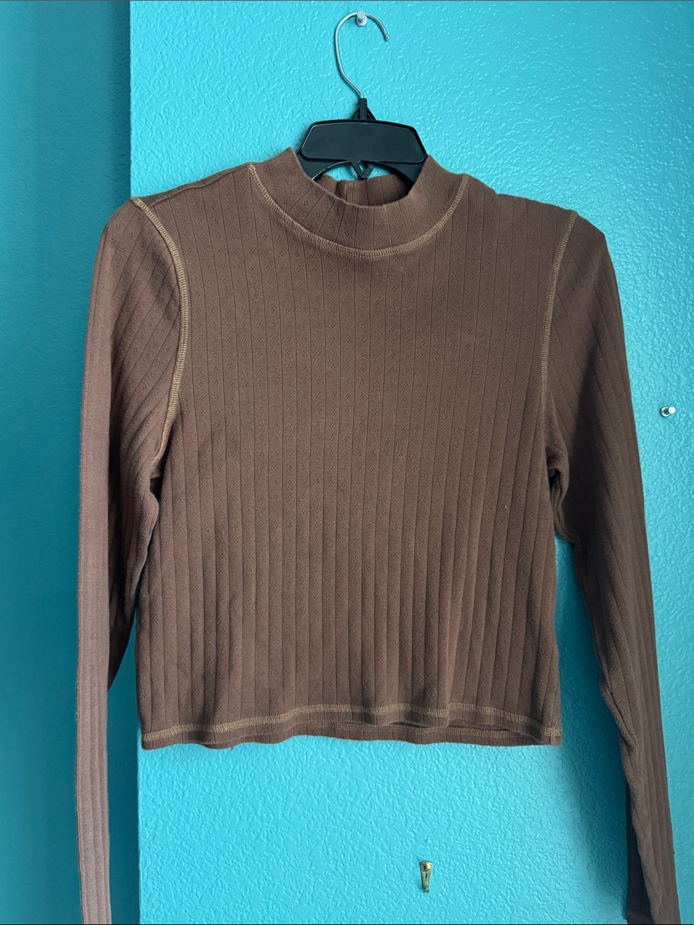 American Eagle Outfitters Brown Mock-Neck Long Sleeve Top